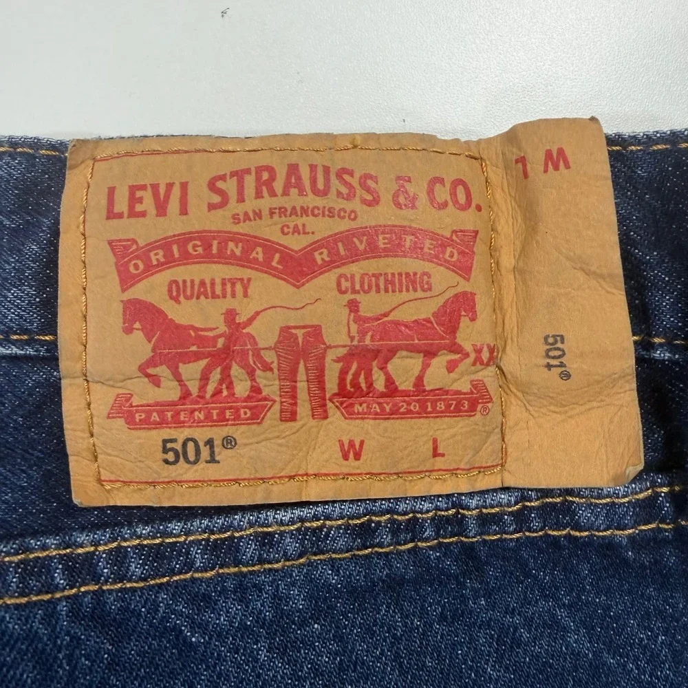 Levi Strauss 501 Original Mens 54x28 Blue Denim Straight Leg Button Fly Jeans